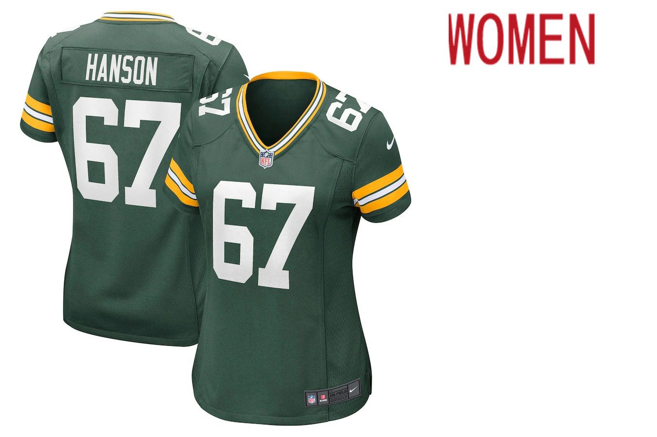 Women Green Bay Packers #67 Jake Hanson Green Nike Game Player NFL Jersey->women nfl jersey->Women Jersey